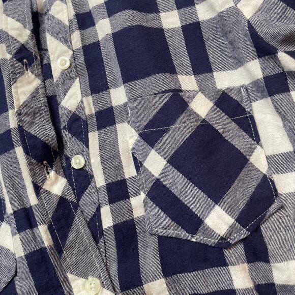 AERIE Blue White Plaid Romper Longsleeve Button Up XS Extra Small NWT - Picture 9 of 9